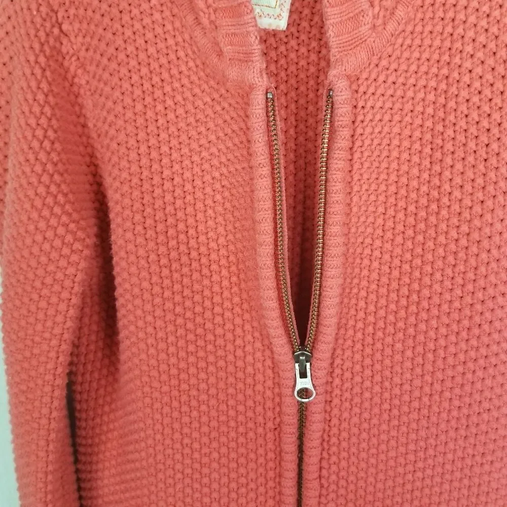 Old Navy Salmon Zipper Front Hooded‎ Cotton Sweater